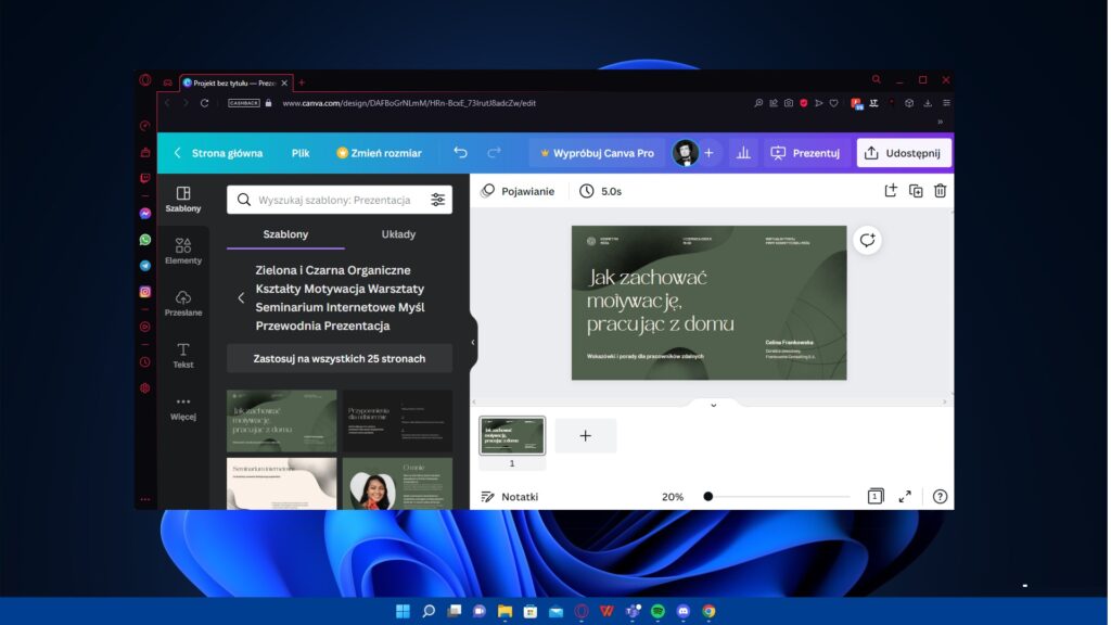Nowoczesne, bezpłatne narzędzie do prezentacji online – Canva