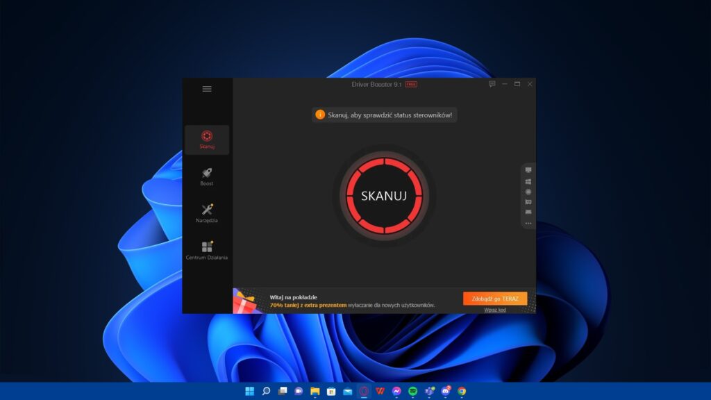Darmowy Driver Booster umożliwia automatyczne skanowanie w poszukiwaniu nowych sterowników