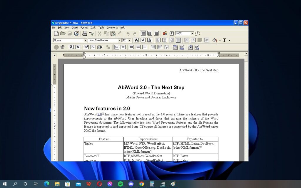 AbiWord – darmowy edytor tekstu, który przypomina wyglądem i funkcjonalnością starsze wersje Microsoft Word