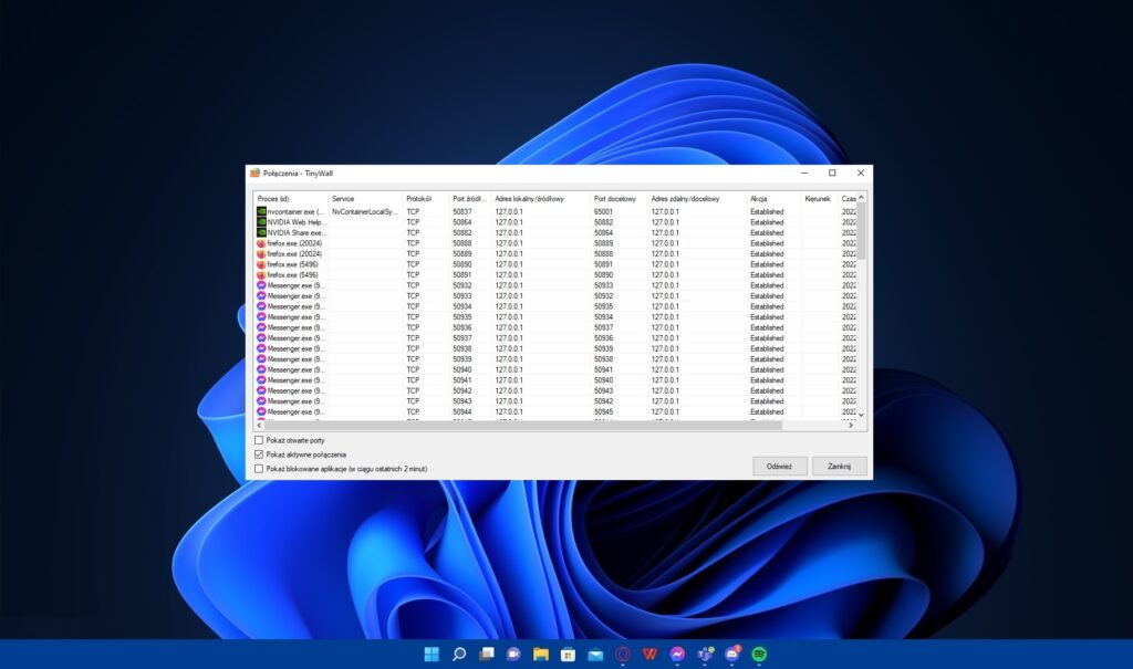 TinyWall to darmowy firewall, który zapewnia m.in. szczegółowy podgląd połączeń