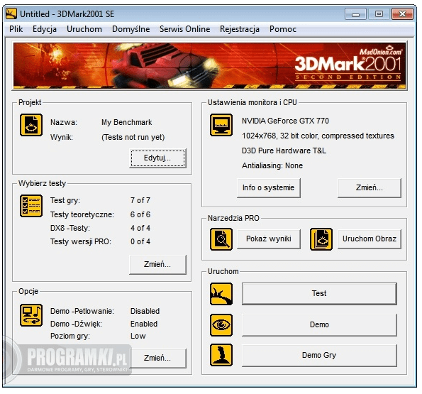 3DMark2001 SE Free Version – Narzędzie do testowania wydajności komputera w grach 3D