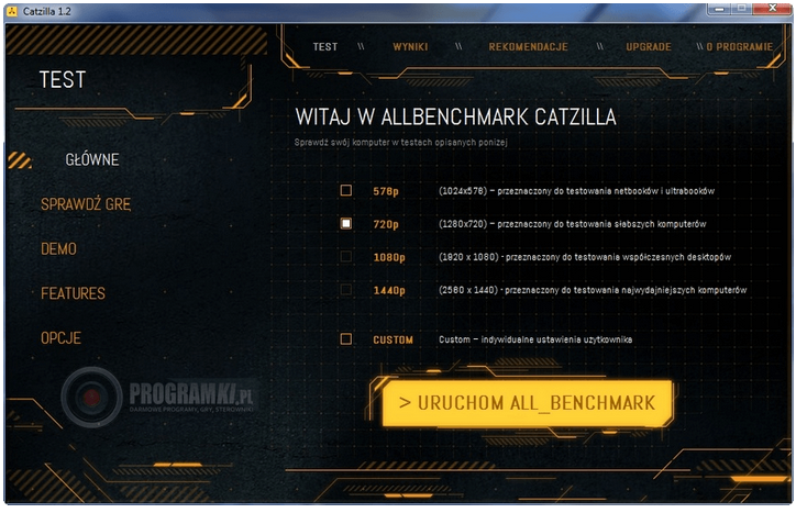 ALLBenchmark Catzilla – Program do testowania wydajności komputera w grach 3D