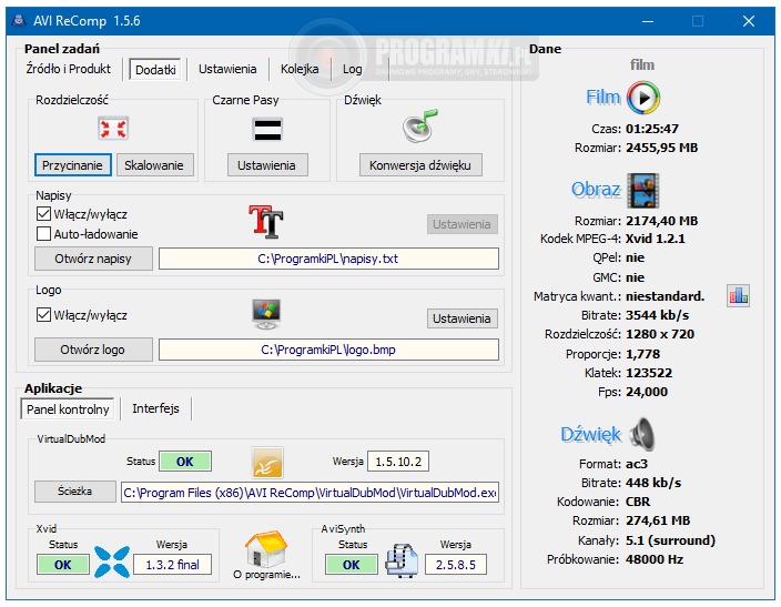AVI ReComp – Prosty program do rekompresji plików AVI
