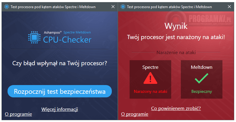 Ashampoo Spectre Meltdown CPU Checker – Darmowe narzędzie do sprawdzania podatności procesora na ataki Spectre i Meltdown