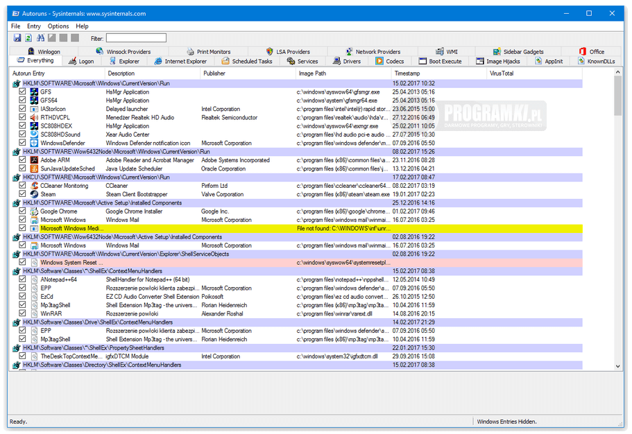 Autoruns – Narzędzie do zarządzania uruchamianiem programów w systemie Windows