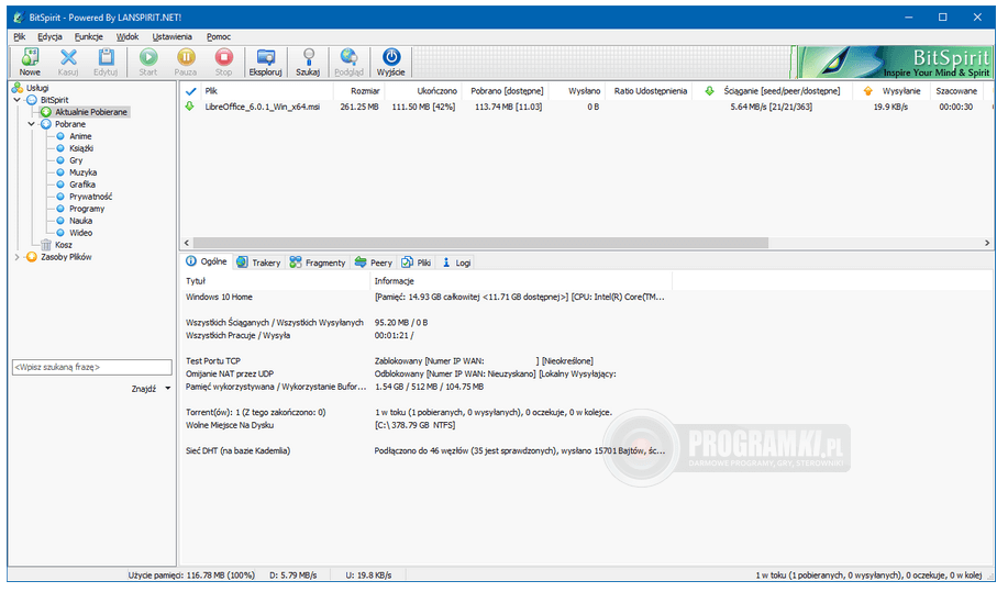 BitSpirit – Program do wymiany plików w sieci BitTorrent