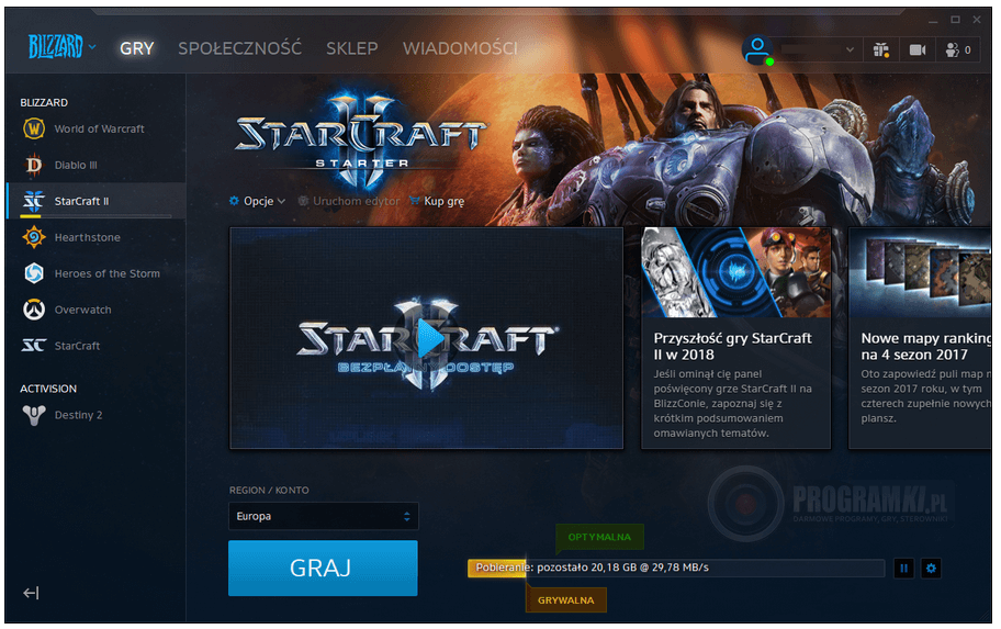 Blizzard Battle.net – Program do pobierania, instalowania i aktualizowania gier Blizzard Entertainment