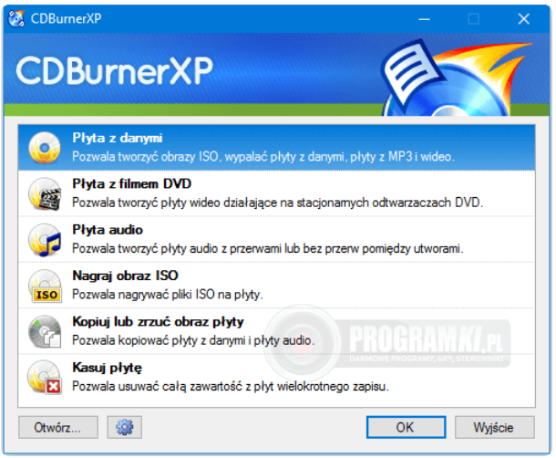 CDBurnerXP – Bezpieczny i łatwy w obsłudze program do nagrywania płyt CD, DVD, BD i HD-DVD