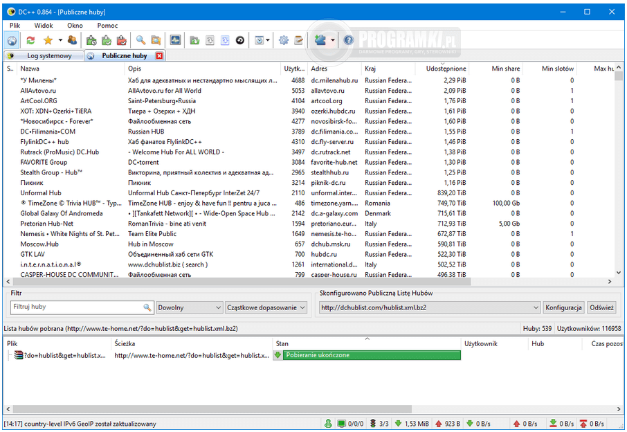 DC++ – Klient sieci Direct Connect / Advanced Direct Connect