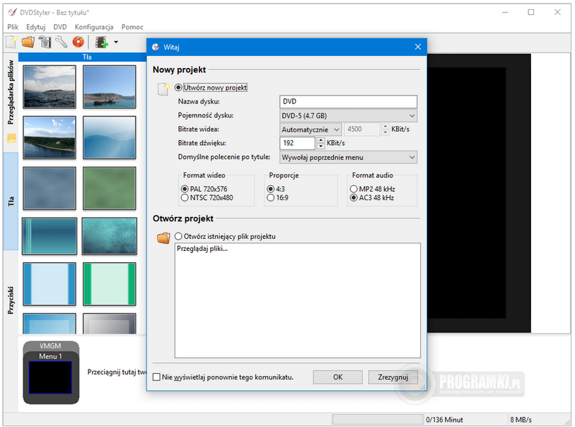 DVDStyler – Program do tworzenia płyt DVD z menu