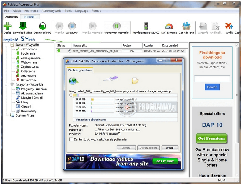 Download Accelerator Plus (DAP) – Program do przyspieszania pobierania plików z internetu
