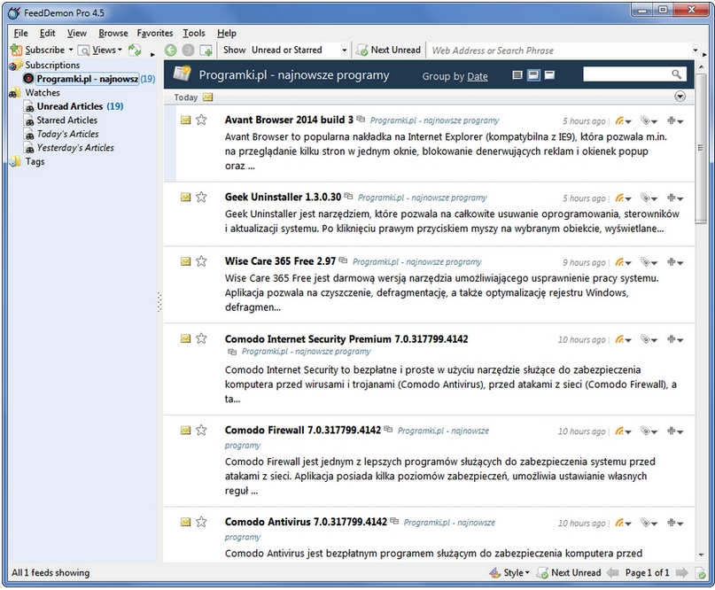 FeedDemon Pro – czyli jak wygodnie czytać nagłówki RSS