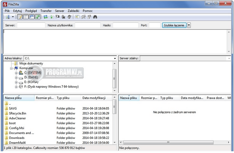 FileZilla – Program do łączenia oraz wysyłania i pobierania plików z serwerów FTP
