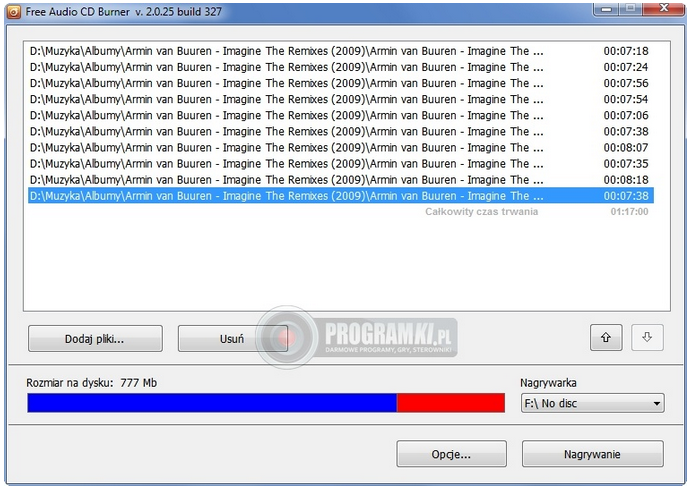 Free Audio CD Burner – Prosty w użyciu program do nagrywania płyt Audio CD