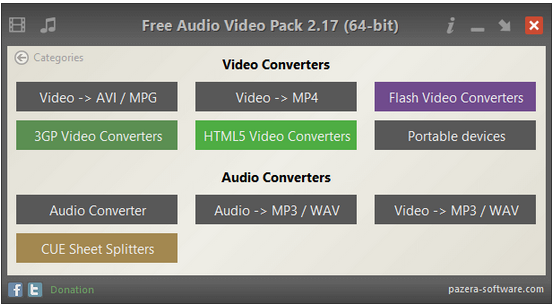 Free Audio Video Pack – Prosty w użyciu zestaw narzędzi do konwersji plików audio i wideo