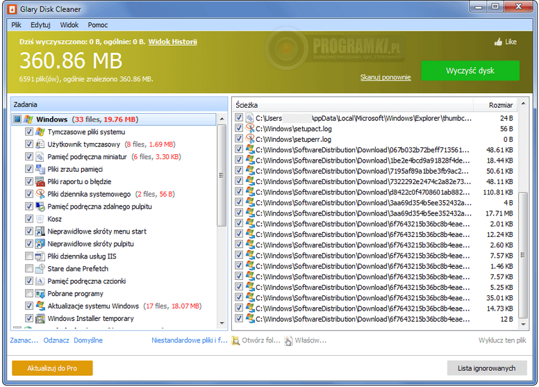 Glary Disk Cleaner – Program do oczyszczania dysku ze zbędnych plików