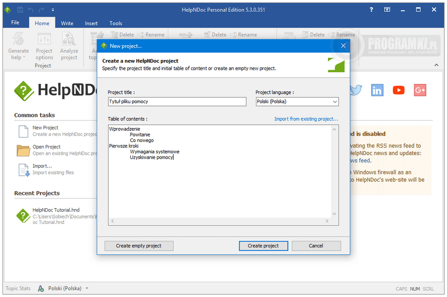 HelpNDoc – Program do tworzenia plików pomocy i dokumentacji