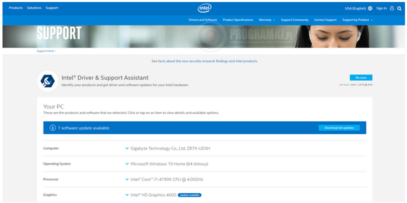 Intel Driver & Support Assistant – Narzędzie do automatycznego wyszukiwania i pobierania sterowników dla układów firmy Intel