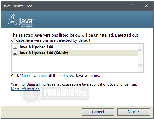 Java Uninstall Tool – Narzędzie do usuwania przestarzałych wersji Java SE Runtime Environment