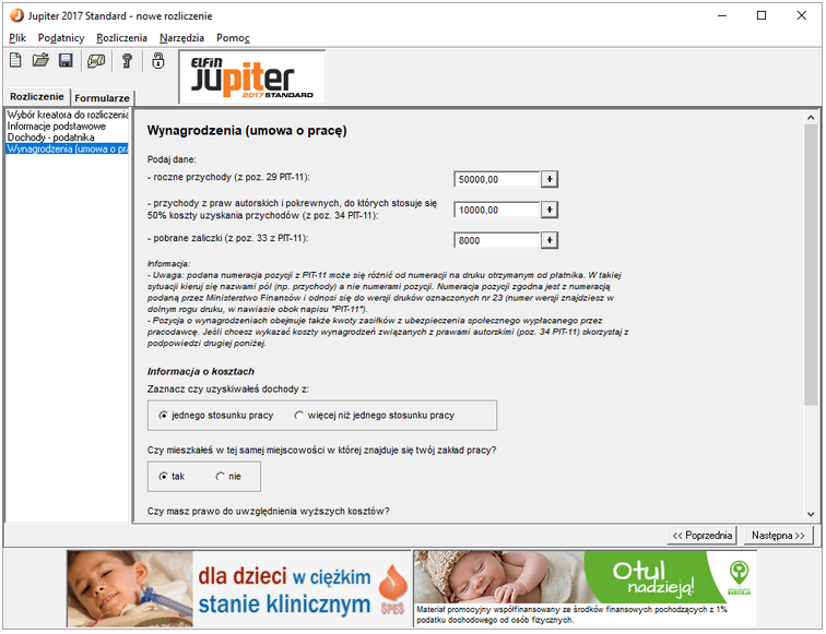 Jupiter 2017 Standard – Narzędzie do przygotowania i wysyłki zeznań podatkowych za rok 2017