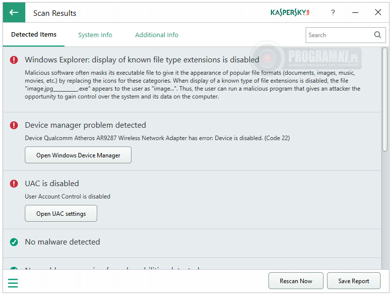 Kaspersky System Checker – Narzędzie do przeszukiwania systemu w poszukiwaniu błędów