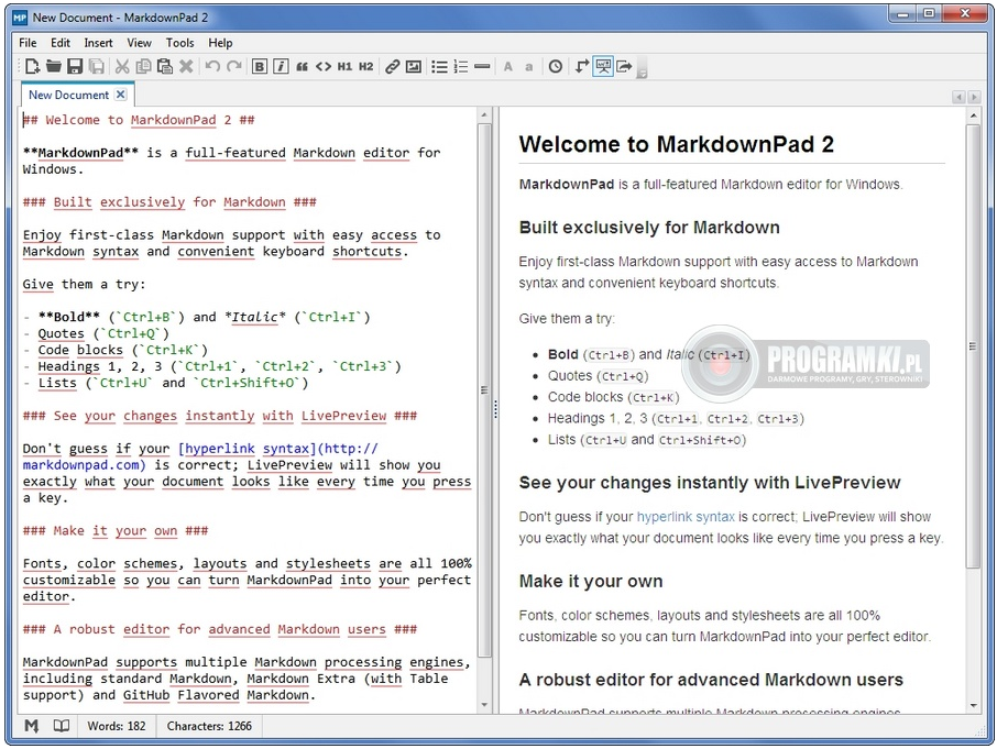 MarkdownPad Free – Program do konwersji tekstu na HTML