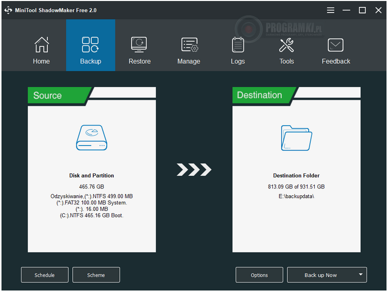 MiniTool ShadowMaker Free – Program do tworzenia kopii zapasowych dysku