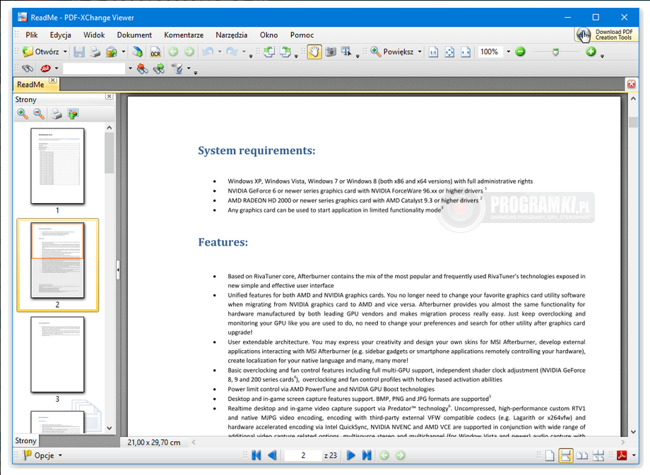 PDF-XChange Viewer – Darmowy program do przeglądania i edycji plików PDF