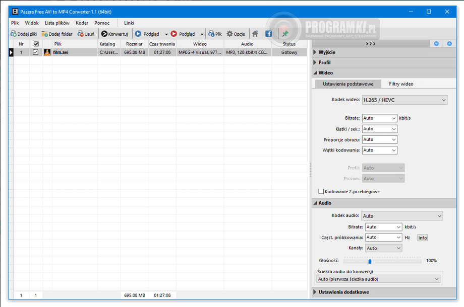 Pazera Free AVI to MP4 Converter – Konwersja plików AVI do formatu MP4