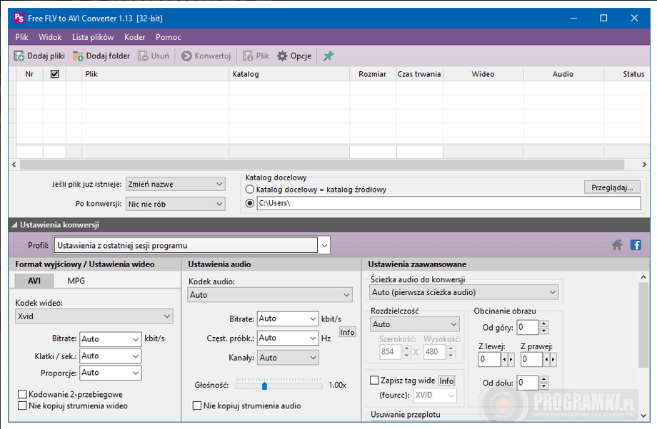 Pazera Free FLV to AVI Converter – Darmowy konwerter plików flash