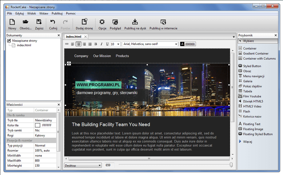 RocketCake – Program do tworzenia stron internetowych w wersji responsywnej