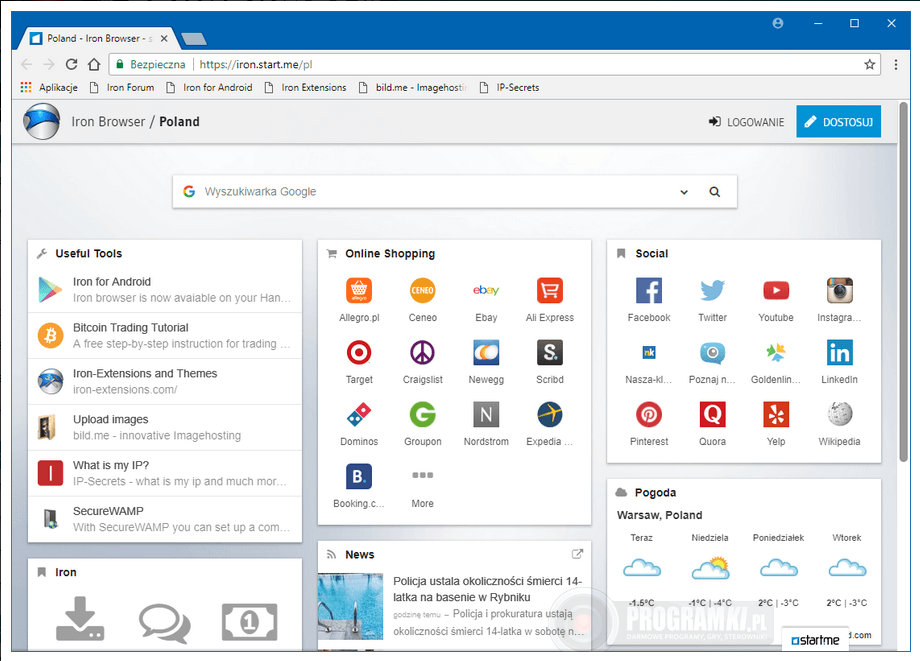 SRWare Iron – Bezpieczna i prywatna przeglądarka internetowa
