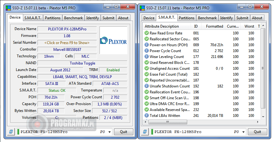 SSD-Z – Narzędzie wyświetlające informacje o dysku SSD