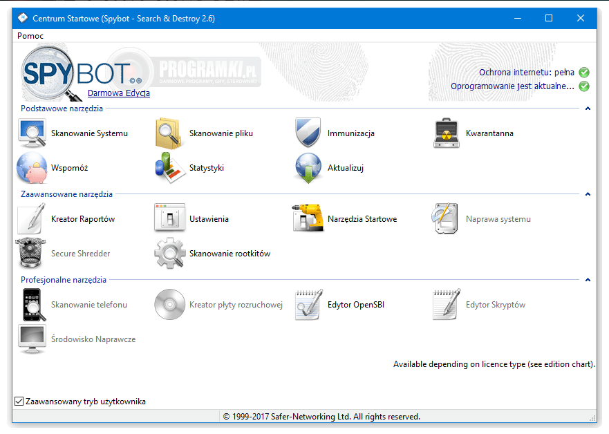 SpyBot – Search & Destroy – Program do wykrywania i usuwania oprogramowania szpiegowskiego z komputera