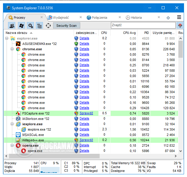 System Explorer – Narzędzie monitorujące procesy systemowe w systemie Windows