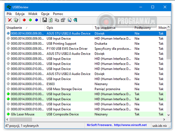 USBDeview – Program do wyświetlania informacji o urządzeniach USB na komputerze