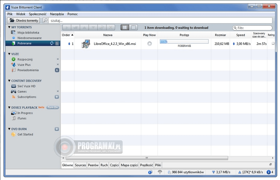 Vuze – Program do ściągania i udostępniania plików przez sieć BitTorrent