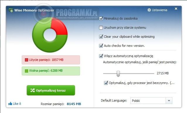 Wise Memory Optimizer – Program do optymalizacji pamięci RAM w systemie Windows
