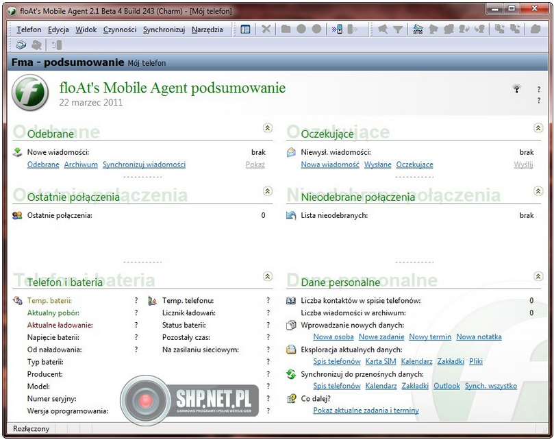 floAt’s Mobile Agent – Program do zarządzania telefonami Sony Ericsson