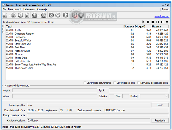 fre:ac – free audio converter – Program do zgrywania i konwersji plików audio