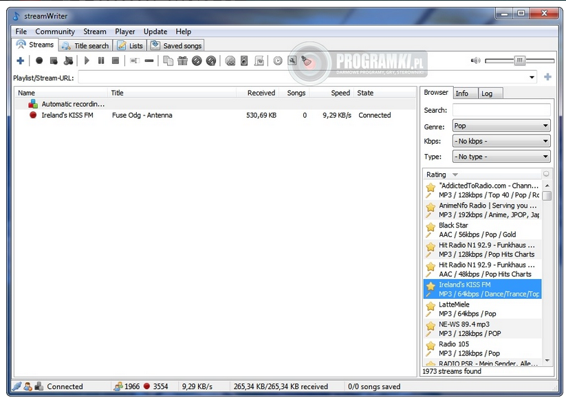 streamWriter – Program do odtwarzania internetowych stacji radiowych
