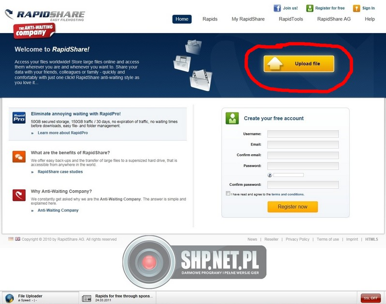 RapidShare - jak ściągać i wysyłać pliki?