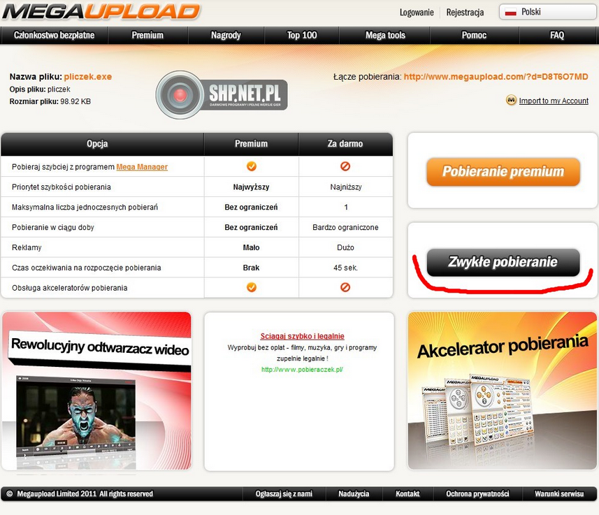 MEGAUPLOAD - jak ściągać i wysyłać pliki?