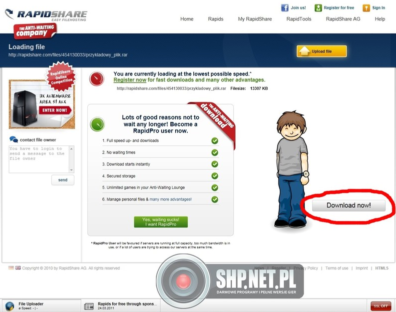 RapidShare - jak ściągać i wysyłać pliki?