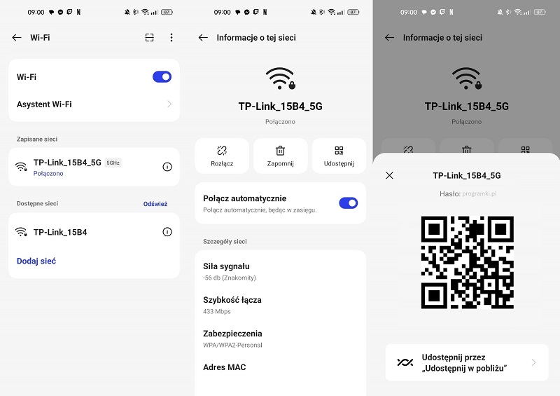 hasło wifi android